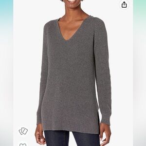 NWT Medium Goodthreads Women's Cotton Shaker Stitch Deep V-Neck Sweater